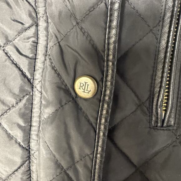 Ralph Lauren Women's Size PS Black Quilted Jacket Hidden Zipper/Button - Picture 2 of 15
